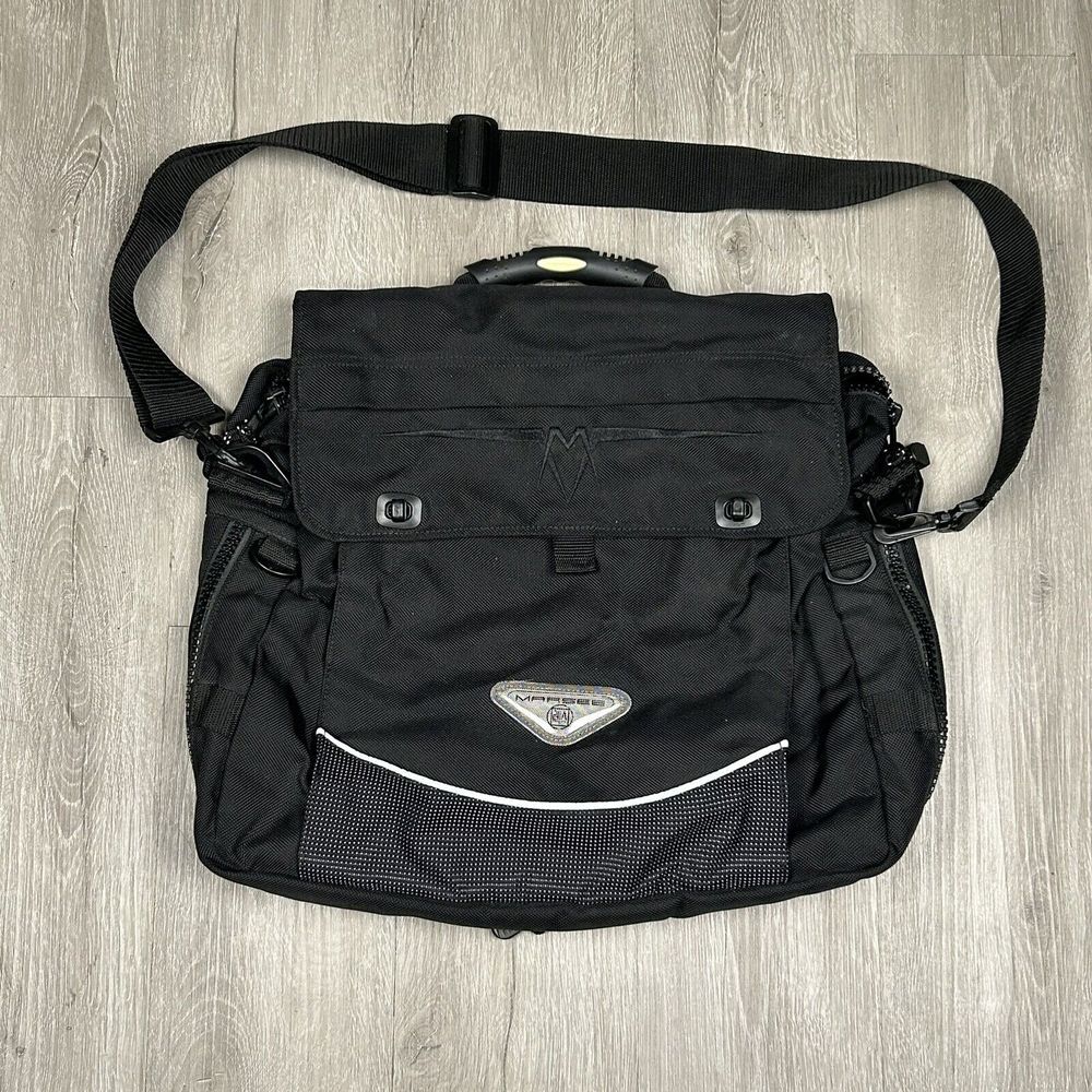 Marsee Black Motorcycle Expandable Crossbody Bag Excellent Condition‎